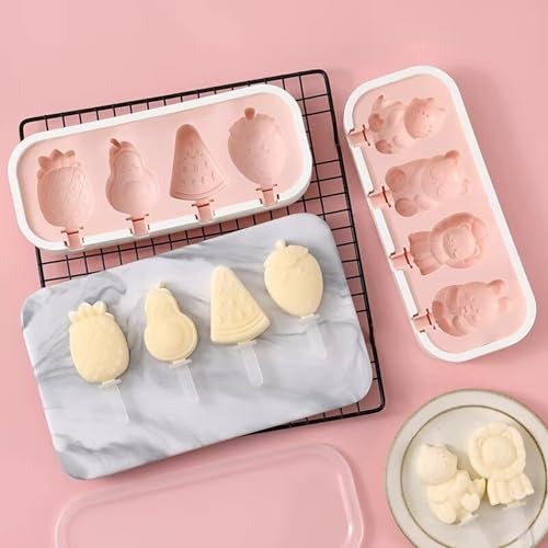 Molde de silicona para paletas de 4 cavidades con tapa miniatura 3