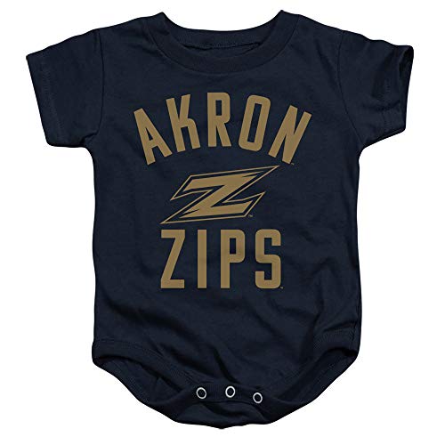University of Akron The Official One Color Zips Logo Unisex Infant Snap Suit for Baby, Navy, Small (6 months)