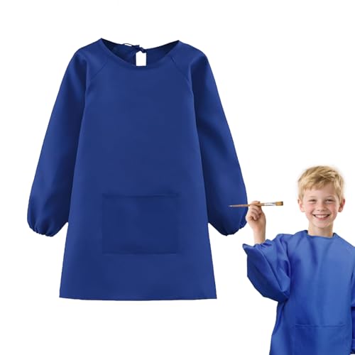 QIGHLIS Malschürze Kinder Malerkittel für 7-11 Jahre Mädchen Junge, Bastelschürze mit Ärmeln und Big Taschen Malkittel Schule für Kunst Malerei...