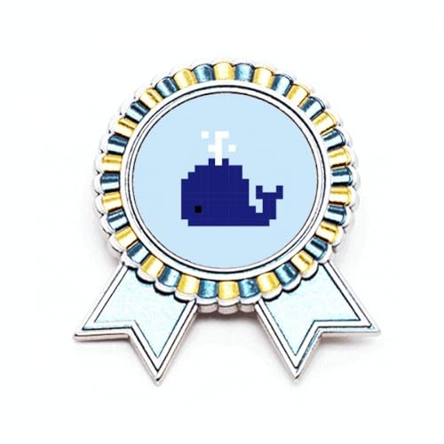 Broche pixel baleine bleue en métal avec voile d'été idée cadeau original M