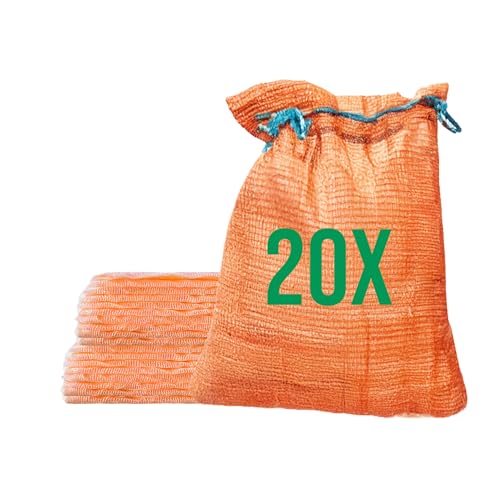 Bazko 20 bolsas de malla con cordón, 35 x 50 cm, 5 kg, color naranja
