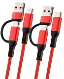 TOMSING USB Type C ケーブル 2-in-1 USB A-C変換アダプタ 2本セット2m USB C to C 60W Type C 急速充電 for iPhone 15/16/Matebook/iPad/Xperia/iPad/MacBook Pro/Galaxy S24/その他 Android 等機器対応（レッド，2m）