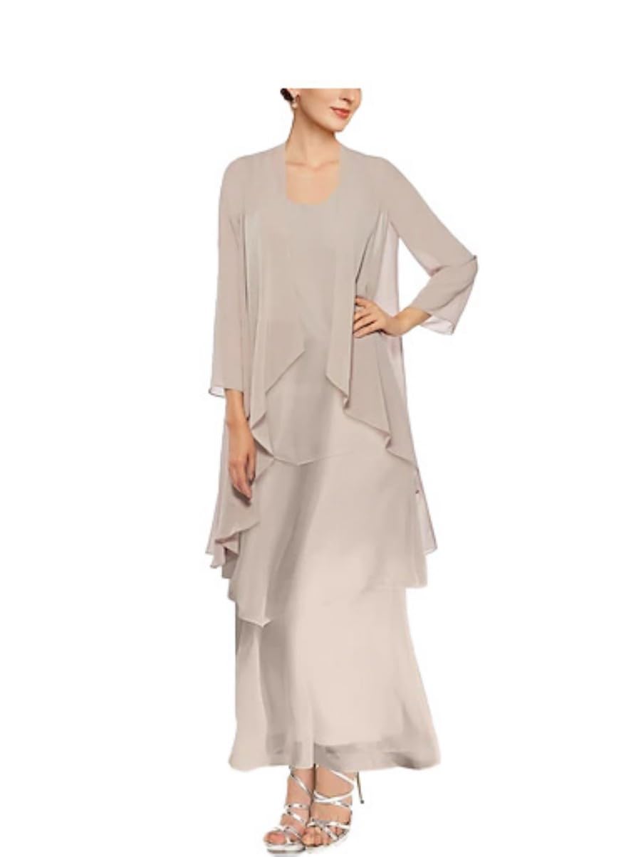 Traje de 2 piezas para madre de la novia, vestido de gasa para invitada de boda, trajes formales