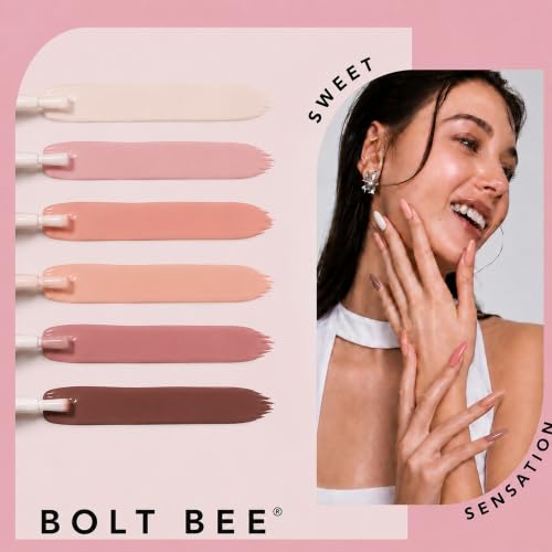 Image of Bolt Bee Gel Polish Kit Gel Polish Set,6 Colors Light Soft Sakura White Nude Spring Soak Off Nail Art Design Manicure Kit at Home (14)
