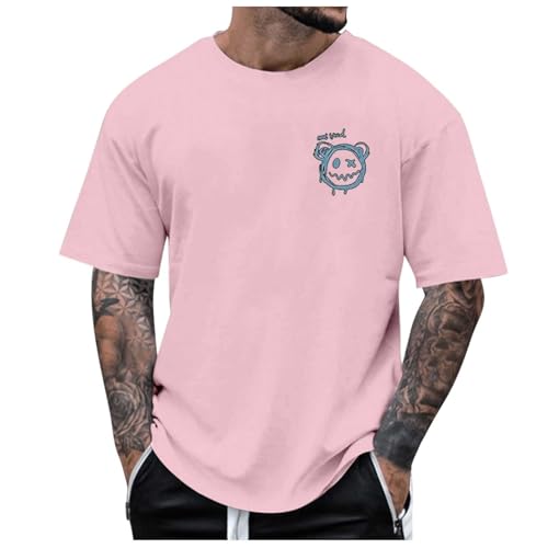 Foweknow Camiseta para hombre Oversize Backprint Oso Estampado Parte Superior Cuello Redondo Estampado Espalda Camiseta de Manga Corta Camiseta de Verano Gym Hip Hop Y2K Streetwear Tee Tops