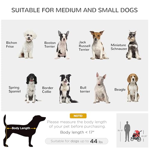 PawHut-Pet-Stroller-for-Small-and-Medium-Dogs-3-Big-Wheels-Foldable-Cat-Stroller-Jogger-with-Adjustable-Canopy-Safety-Tether-Cushion-Storage-Basket-Red - Cucciolini Doodles   PawHut-Pet-Stroller-for-Small-and-Medium-Dogs-3-Big-Wheels-Foldable-Cat-Stroller-Jogger-with-Adjustable-Canopy-Safety-Tether-Cushion-Storage-Basket-Red