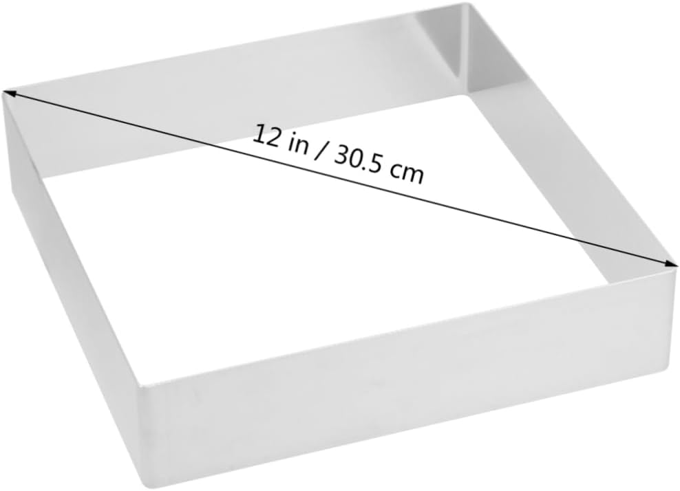 Garneck Square Stainless Steel Cake Ring for Baking Mousse Pastry Smooth Surface Non Stick Cutter for Cookies Fondant Fruits Bread Reusable Baking Mold