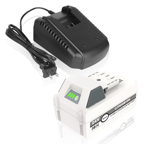 KUNLUN 24V 6.0Ah Battery and Fast Charger Compatible for Snow Joe & Sun Joe iON+ 24-Volt System Cordless Power Tools and 24V Lithium Ion Battery