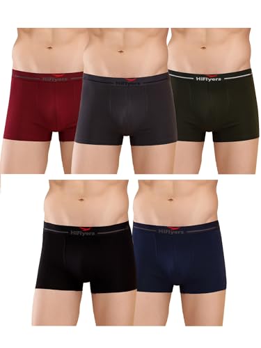 Image of HiFlyers Men's Cotton Spandex Odour-Free, Long Lasting Comfort, All Day Fresh and Confidence Dark Knight Collection Solid Trunks