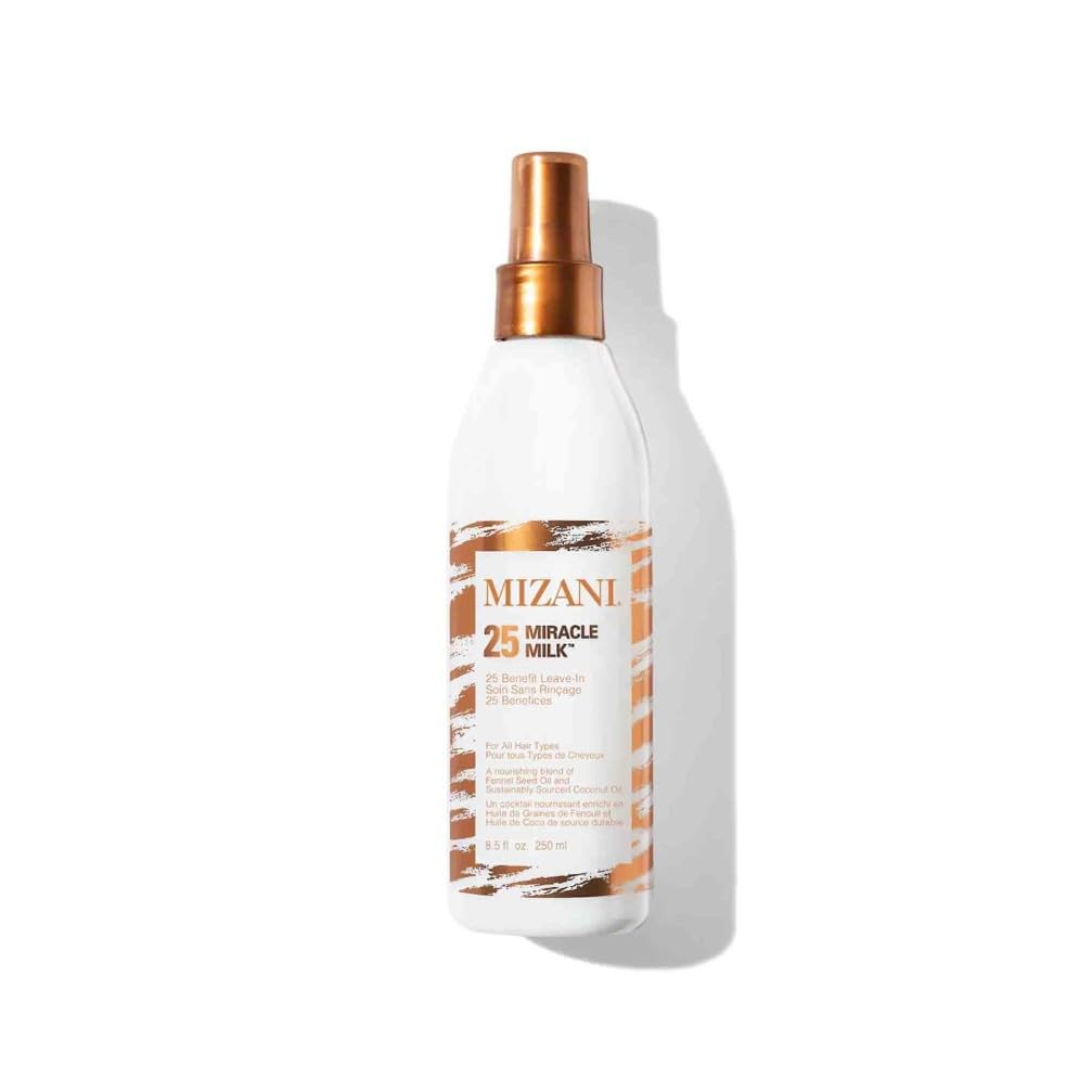 Mizani Soin Sans Rinçage, Spray Protecteur de Chaleur, Pour Toutes Textures de Cheveux, Réparateur et Démêlant, Enrichi en Huile de Coco et de Graines de Fenouil, 25 Miracle Milk