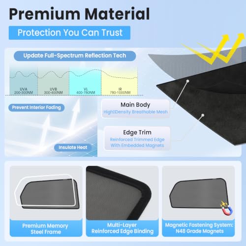 Image of KUST Car Window Shades for 2023-2025 2026 Kia Sportage Accessories, Breathable Mesh Magnetic Window Covers, Rear Back Side Window Sun Shades UV Block Privacy Protection for Baby Camping Napping 2PCS
