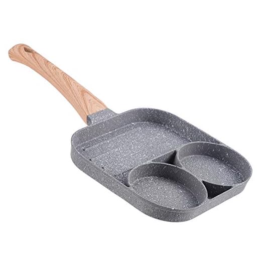 BESTonZON Ägg frukost panna 3 avsnitt non-stick stek stekt ägg korv stek stekpanna aluminium hamburgare spis stekpanna lämplig för gasspis