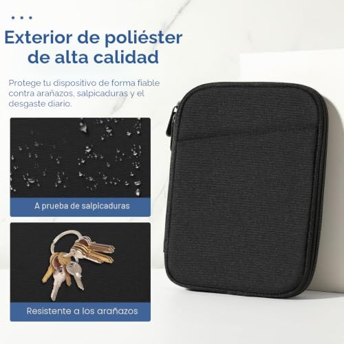 Miniatura 4 de Vinabilia 6-7 Pulgadas Funda Bolsa Protectora Para 6 Kindle, 7 Kindle Paperwhite Colorsoft Signature Edition, 7 Kobo Libra Colour Ereader, 6 Kobo Clara Bw Colour E-Reader, Negro