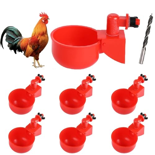 Image of Bethlehem Automatic Chicken Water Cups, Poultry Water Feeder Suitable for Chicks, Duck, Goose, Turkey and Bunny, Poultry Water Feeder Kit (Pack of 6)