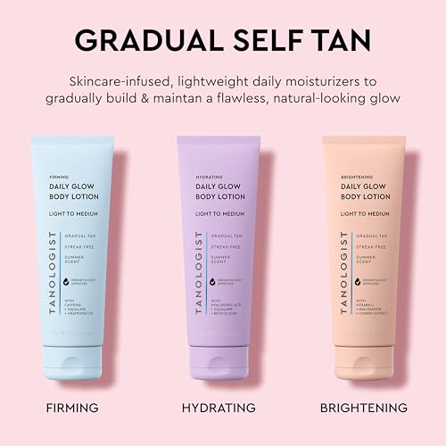 tanologist hydrating daily glow body lotion- mediumdark buildable amp transfer-proof gradual self tanner summer fragrance natural not orange lasts 7 days vegan clean formula 845 fl oz