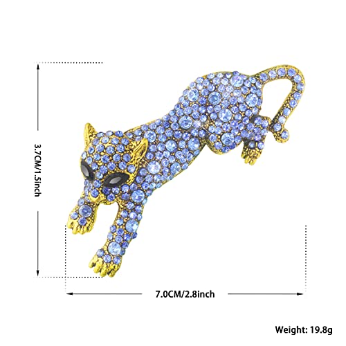 Image of Fashion Women Men Vintage Leopard Brooch Colorful Full Rhinestones Crystals Wild Animal Corsage Lapel Pin Birthday Gift Party