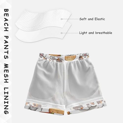 Pigsaly Boys Swim Trunks Hamburger Funny Puppy Beagle Dog Boys Board Shorts Swimsuit Swimwear Summer Bathing Suit 4T Multicolor4