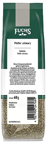 Fuchs Gewürze - Pfeffer schwarz gemahlen im recyclebaren Nachfüllbeutel - 60 g