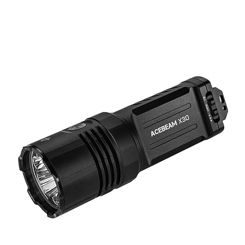 ACEBEAM X30 CREE XHP70.2 6500K LED X30 Dual Source (White and Red Light) Searching Flashlight -20,000 Lumens with Three Modes and Eco-Sensa USB-C Charging Cable.