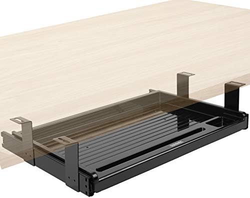 Duronic Keyboard Platform DKTSX2 | Under Desk Drawer for Keyboard and Mouse | Attachable Keyboard Tray | 41x31cm / 16x12in | Ergonomic Workstation Solution | Sliding Pull-Out Tray | Easy Installation