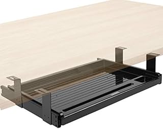 Duronic Keyboard Platform DKTSX2 | Under Desk Drawer for Keyboard and Mouse | Attachable Keyboard Tray | 41x31cm / 16x12in | Ergonomic Workstation Solution | Sliding Pull-Out Tray | Easy Installation