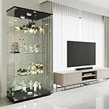 Vitrina de cristal, vitrina de cristal con iluminación LED, vitrina con espejo,...