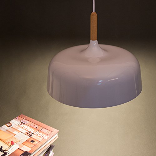E26/27 Modern Pendant Light Industrial Art Deco Ceiling Lighting Light Fixture Simple Nordic Style Hanging Lamp Shade 1 Light Fixtures For Dining Room Kitchen Island Hallway Shop (Wooden, White) #TOP6