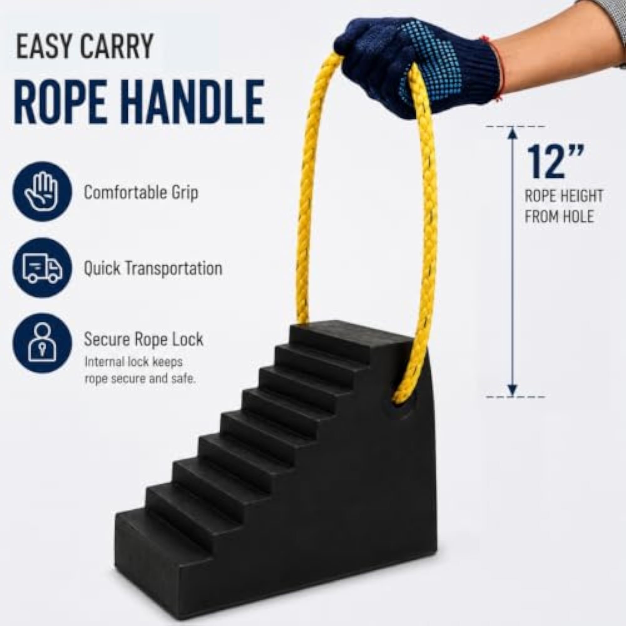 Solid Rubber Wheel Chock/Wheel Stopper With Handle