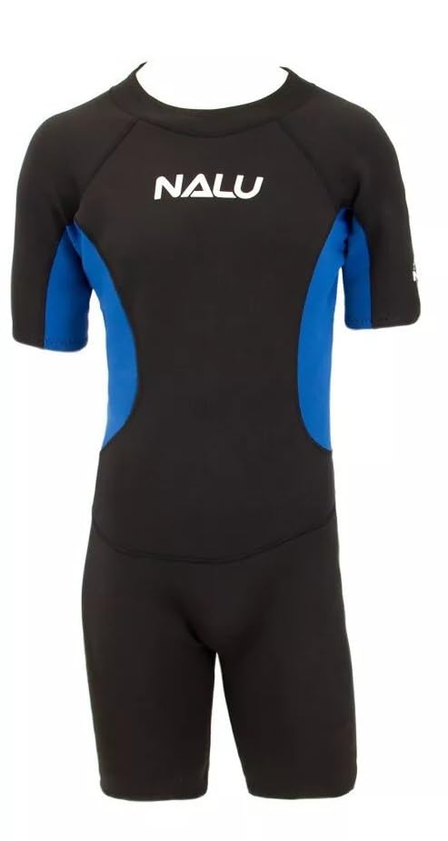 Adults XXL Shortie Wetsuit - NALU Beach Surf Short Sleeve Wet Suit Mens Womens Double Extra Large Surfing Watersports Shorty Surfing Lake Suits 48" Chest (Blue)
