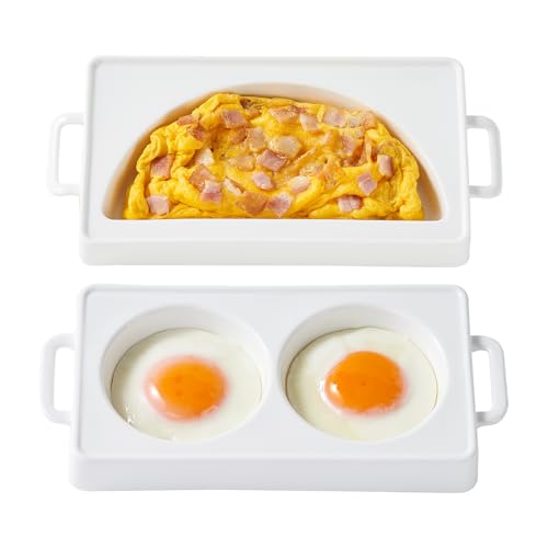 EliteVibe Ceramic Microwave Egg Cooker, Microwave Omelette Maker, BPA-Free Non-Stick Non-Toxic & Heat-Resistant Quick Cooking Egg Maker, Dishwasher Safe（2 PCS）