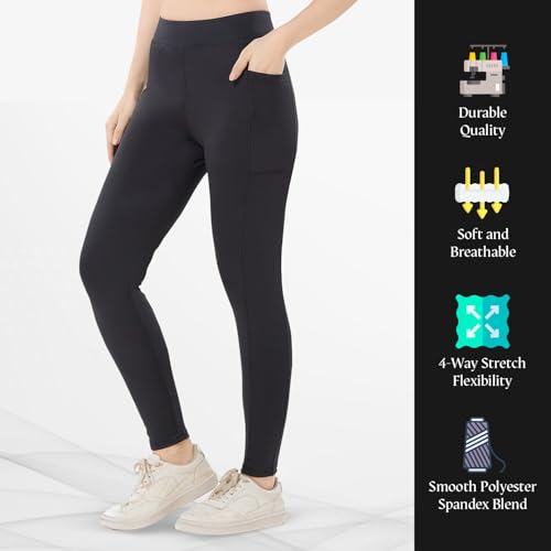 Image of TRASA Active Yoga Pants for Womens Gym High Waist with 3 Pockets, Tummy Control, Workout Pants 4 Way Stretch Yoga Leggings, Sizes - M,L,XL,2XL,3XL