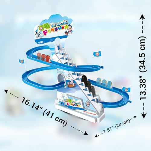 ARSUK Penguin Race Game Toy Playful Musical Roller Coaster Track Playset with Music & LED Flashing Lights On/Off Button for Toddlers and Kids Gift - Image 5