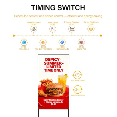 Image of 32 Inch Digital Signage Display, 700nits Menu Displays, Indoor Floor Standing Display, LCD Advertising Display, CMS Remote Publishing, U-Disk Plug & Play, APP, Android OS, HDMI in
