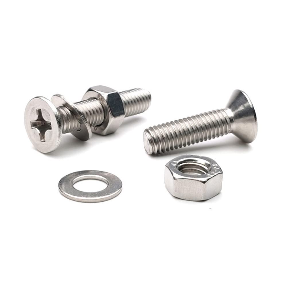 Set 15 Bulloni E Dadi Autobloccanti M6x30 Nero | Acciaio Inox A2 Con Rondelle Per Fissaggi Auto E Mobili
