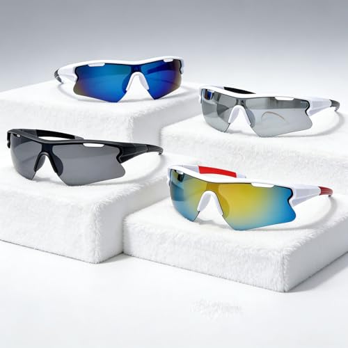 HPLRZXI 4 Pairs of Sports sunglasses Cycling Sunglasses for Men Women Youth Baseball Cycling Fishing motorcycle Running golf, UV Protection. - image 1