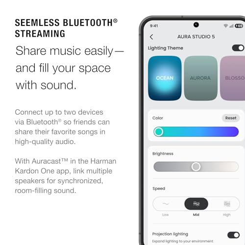 Harman Kardon Aura Studio 5 - Bluetooth Home Speaker - Constant Sound Field with 3-Way Speaker & 360-Degree Lighting - Music Streaming & Auracast Multi-Speaker Connection by Harman Kardon - Image 5
