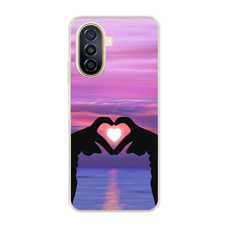 KARTXITAI Funda Silicone Case Compatible con Huawei Nova Y71, Carcasa de Silicona Cover, Gel Flexible,Regalo Original - Amor, Cielo, Atardecer, Amor