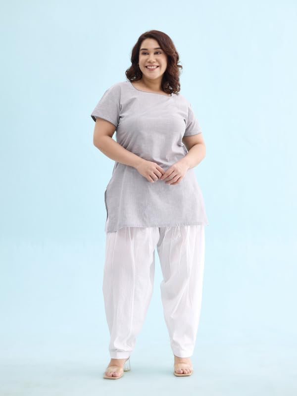Image of GO COLORS Soft Cotton Salwar for Women | Relaxed Fit, Mid Rise, Ankle Length, Drawstrings