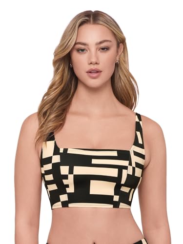 S3 Swim Women's Supportive Square Neck Lace Back Midkini Top, Off Grid, XX-Large