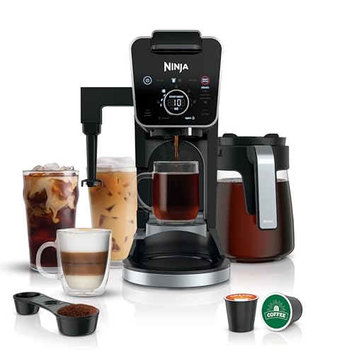 Ninja Specialty Drip Coffee Maker | DualBrew™ Pro Specialty Coffee Machine w/ Frother, Paper Filter | Brew with Pods & Grounds, K Cups Compatible | 4 Brew Styles, 13 Cup to Pot Sizes | Black, CFP301
