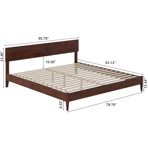 AFI, Aria King Solid Wood Modern Low Profile Platform Bed, Walnut