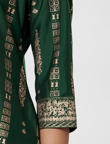 Image of Gerua Printed Silk Straight Kurta Green
