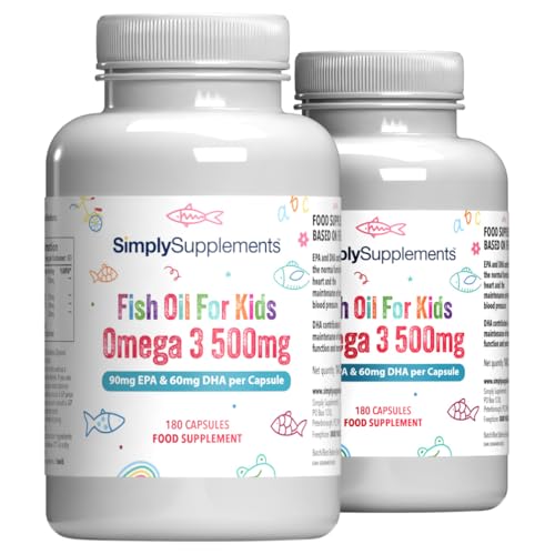 High Strength & Pure Omega 3 500mg for Kids | for Ages 4-15 Years | 360 Capsules in Total | Manufactured in The UK