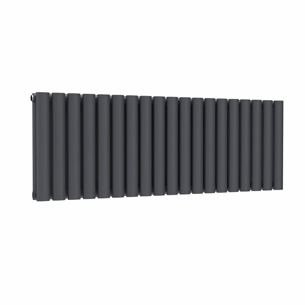 Lux Heat Anthracite Grey Oval Horizontal Double Panel Designer Radiator 400mm (H) x 1140mm (W)