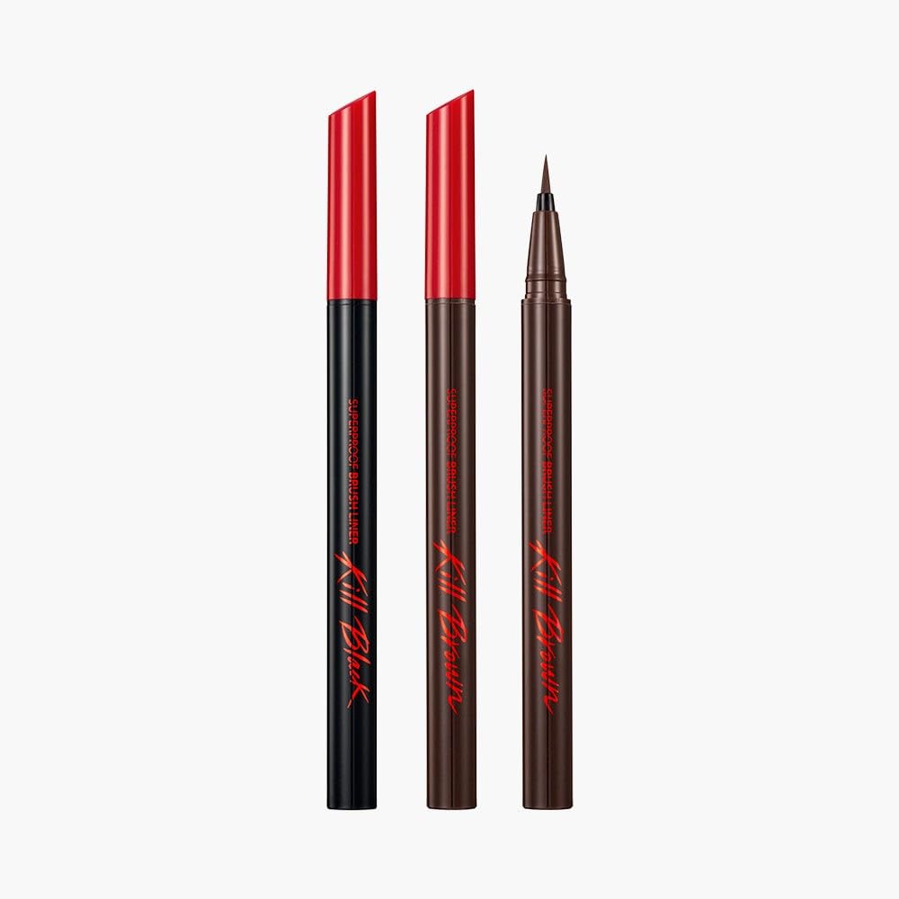 Clio Kill Superproof Brush Eyeliner - Eyeliner ultra fine, a prova di sbavature, di lunga durata, dai colori vivaci, 0,55 ml