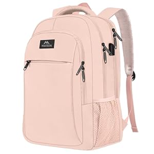 MATEIN 15.6 inch Laptop Backpack, Cute Slim Computer Travel Backpack with USB Charging Port, Durable Anti Theft Water Resistant College Bag Gifts for Women Teacher Nurse Carry On Casual Daypack, Pink