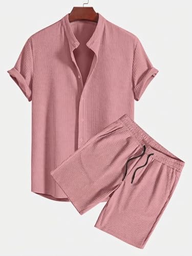 Image of GRECIILOOKS Co-ord Set for Men Solid POLY LYCRA BLEND T-Shirt & Shorts Nightwear Set | Summer Loungewear, Beachwear & Night Suit for Daily Comfort