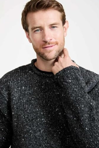 Men's Roll-Neck Irish Fisherman Sweater, Pure Wool, Gray3