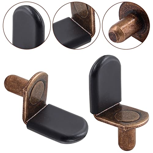 Biaungdo 30 Pcs Shelf Support Pegs, 1/4 Inch L-Shaped Clips With Rubber Sleeve, Cabinet Shelf Pegs For Bookshelves Glass Corner Shelf Cabinet Furniture, Antique Bronze #TOP2