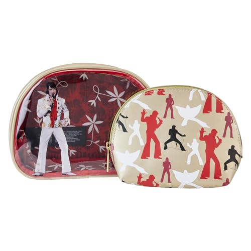 Loungefly Elvis Aloha Conjunto de cosméticos Presley com estampa havaiana de 2 peças, Multicor, Estojo de cosméticos
